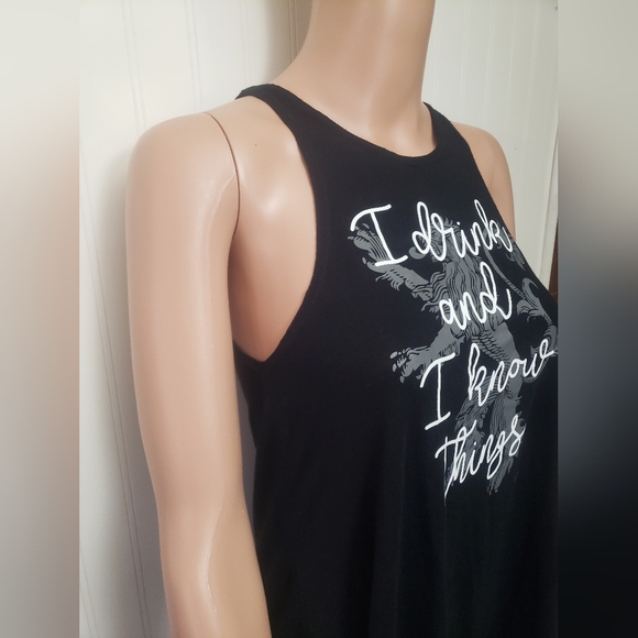 Black and White HBO Game of Thrones "I Drink and I Know Things" Tank Top… - Picture 4 of 9